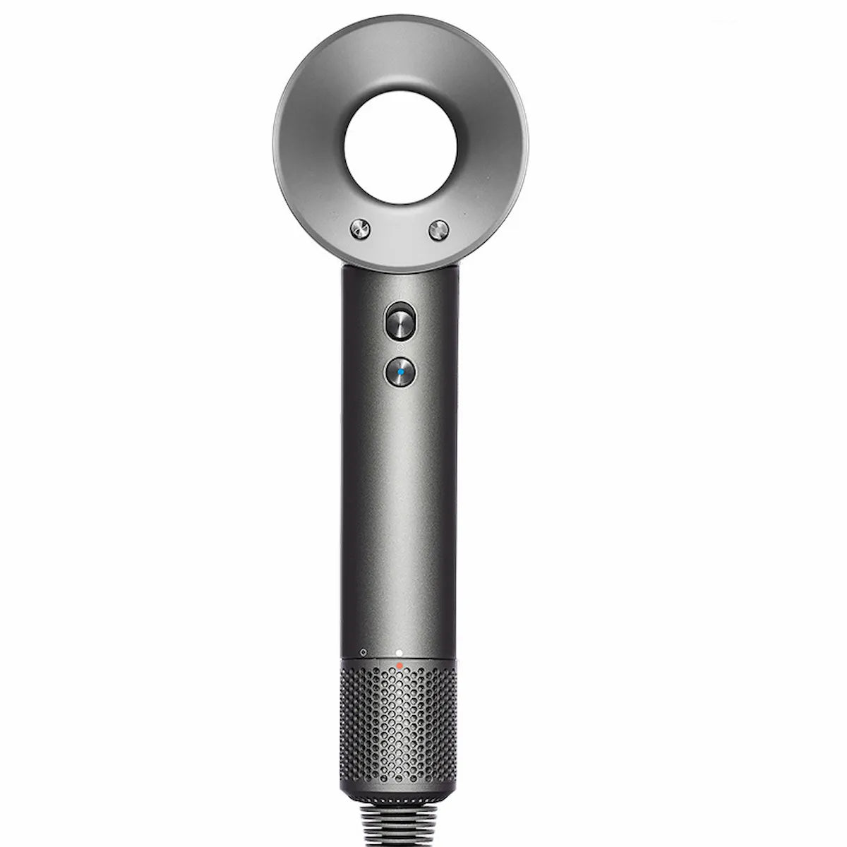 Sèche-cheveux sans pales gris à flux d’air pour séchage des cheveux