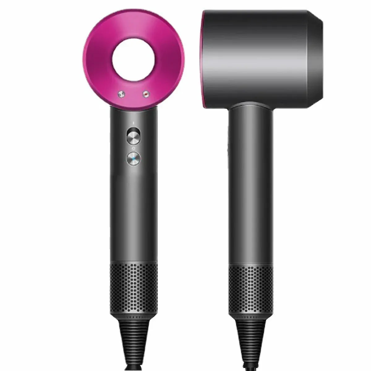 Sèche-cheveux sans pales montrant la vue avant et la vue latérale